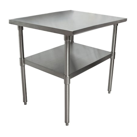 Work Table Stainless Steel W/Undershelf, Plastic Bullet Feet 24Wx24D